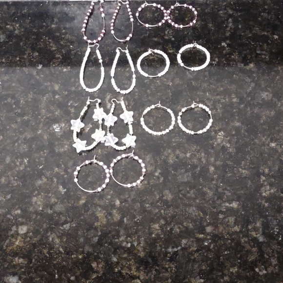 Earring Hoop's Silver Small/Medium 7Ct. White. Happy Wife Happy Life Collection - Picture 4 of 4